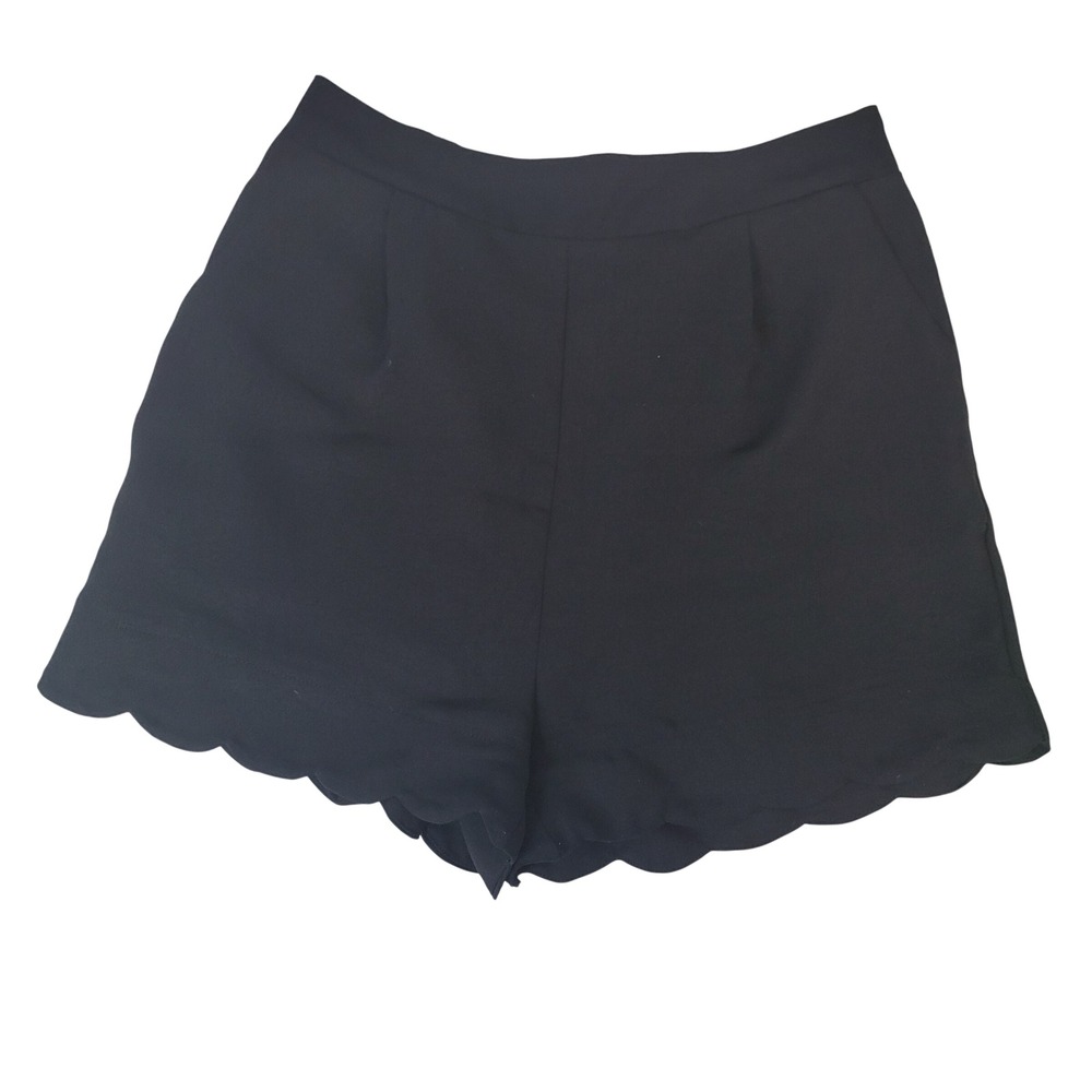 Vanilla Bay Womens High Rise Scalloped Hem Shorts Black‎ Size Medium VP40201